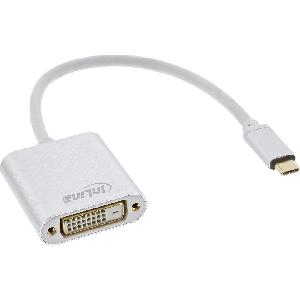 InLine USB Display Konverter - USB Typ-C Stecker zu DVI Buchse (DP Alt Mode) - silber - 0.2m
